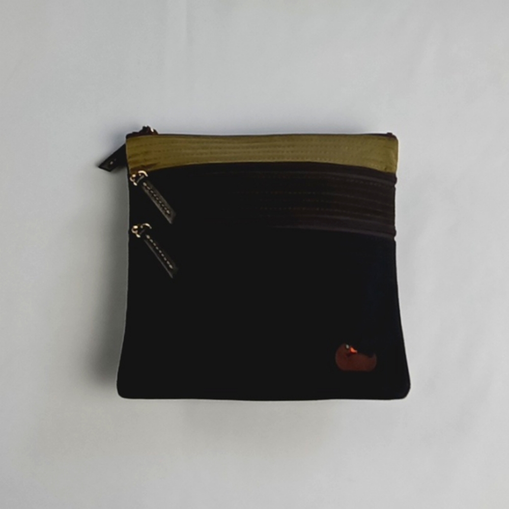 Dooney & Bourke Black and Olive Green Wristlet Clutch